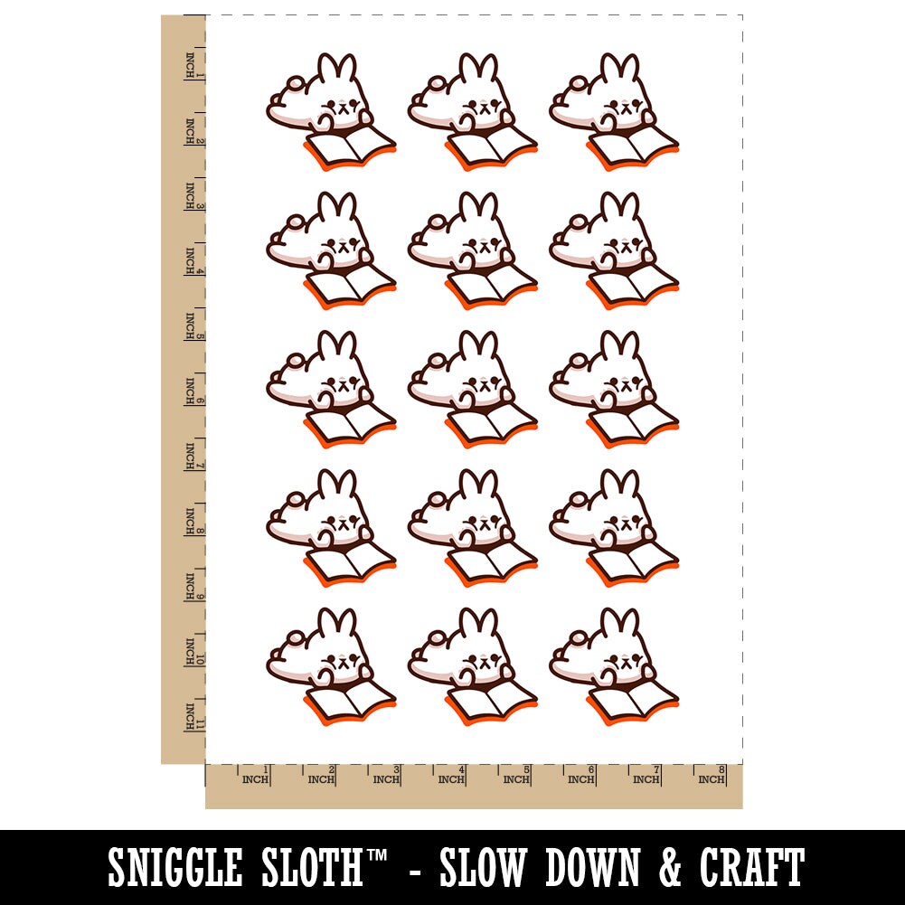 Cute Kawaii Bunny Rabbit Reading Studying for School Temporary Tattoo Water Resistant Body Art Set Collection (1 Sheet)