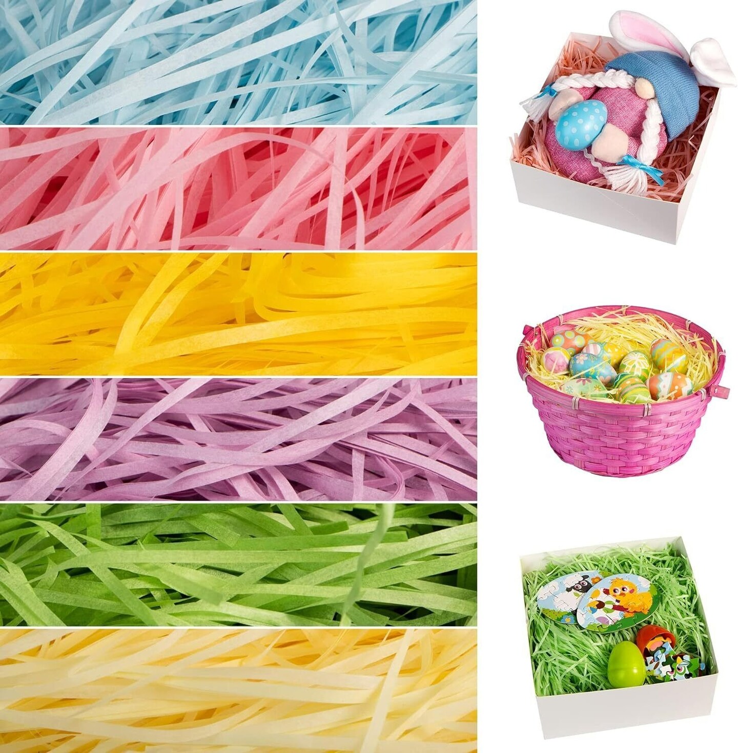 12oz Easter Grass 6 colors Recyclable Paper Shred for Easter Basket Filler