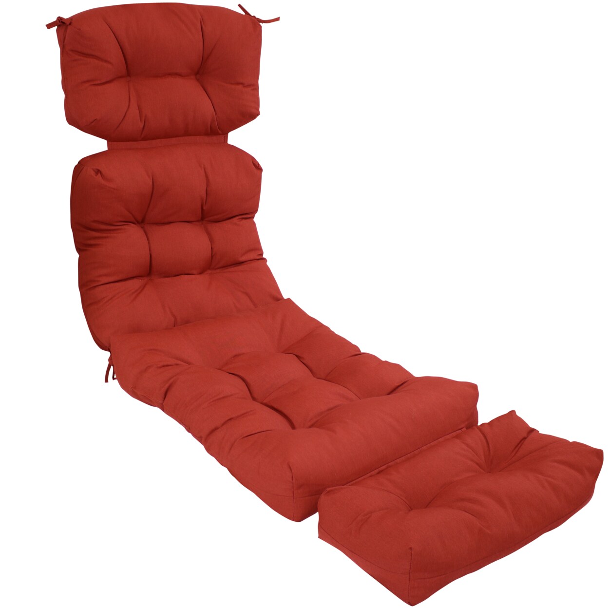 Sunnydaze   Indoor/Outdoor Olefin Tufted Chaise Lounge Chair Cushions - Red
