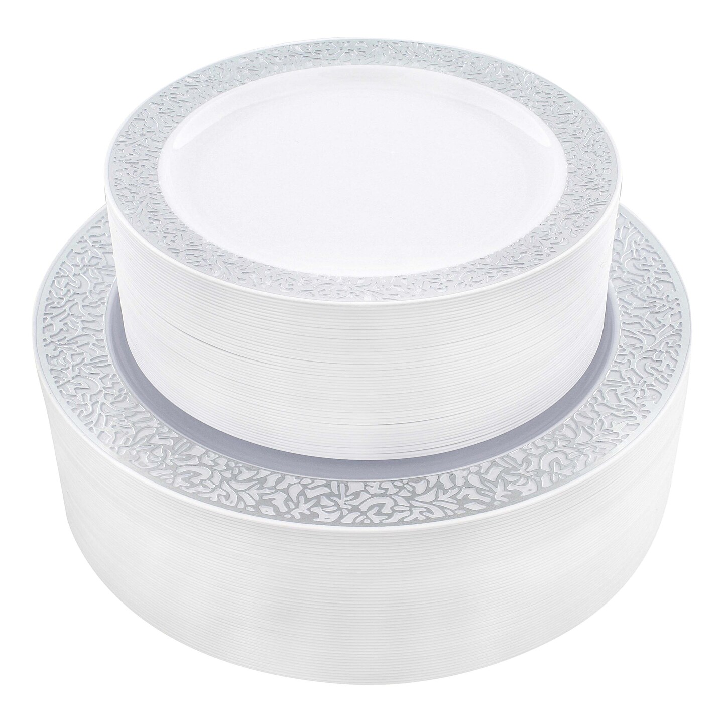 Spec101 Plastic Plates Disposable Dinnerware - 102pc 7.5in and 10.25in Plates