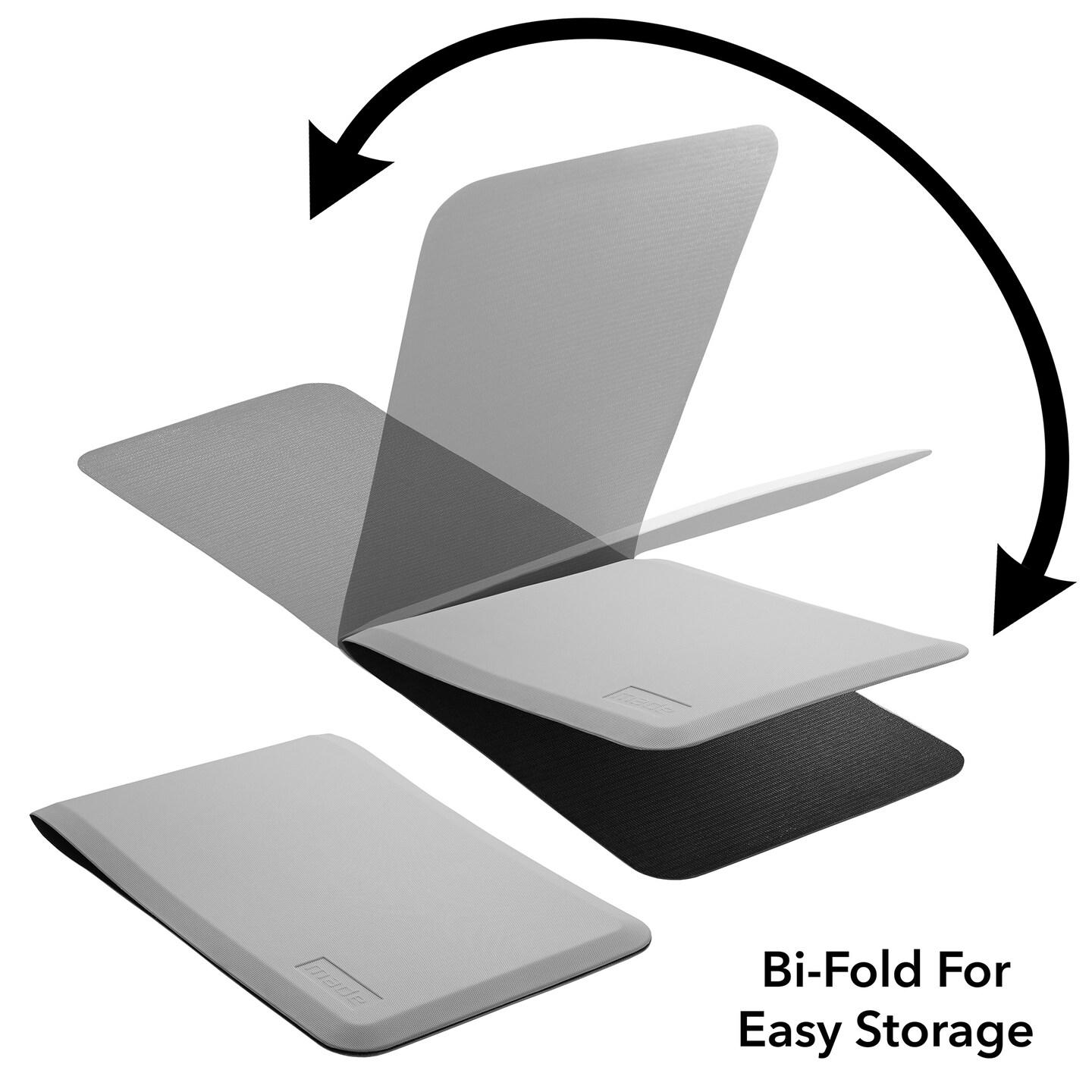 Made Medical 73&#x22; x 24&#x22; Bi-Fold Bedside Non-Slip Fall Mat for Elderly - Fall Prevention Anti-Skid Pad with Beveled Edge Anti-Fatigue Floor Mat, Gray