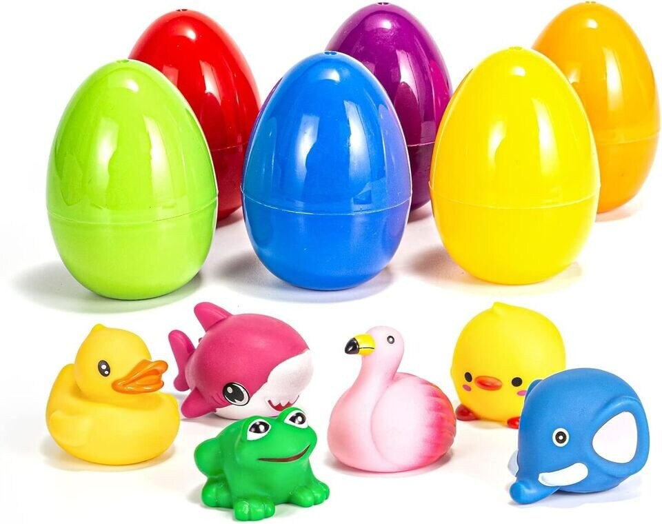 6 Pcs Prefilled Easter Eggs with Light-up Bath Toys Animal Floating Toys