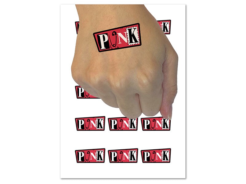 Punk Rock Safety Pin Temporary Tattoo Water Resistant Fake Body Art Set Collection (1 Sheet)