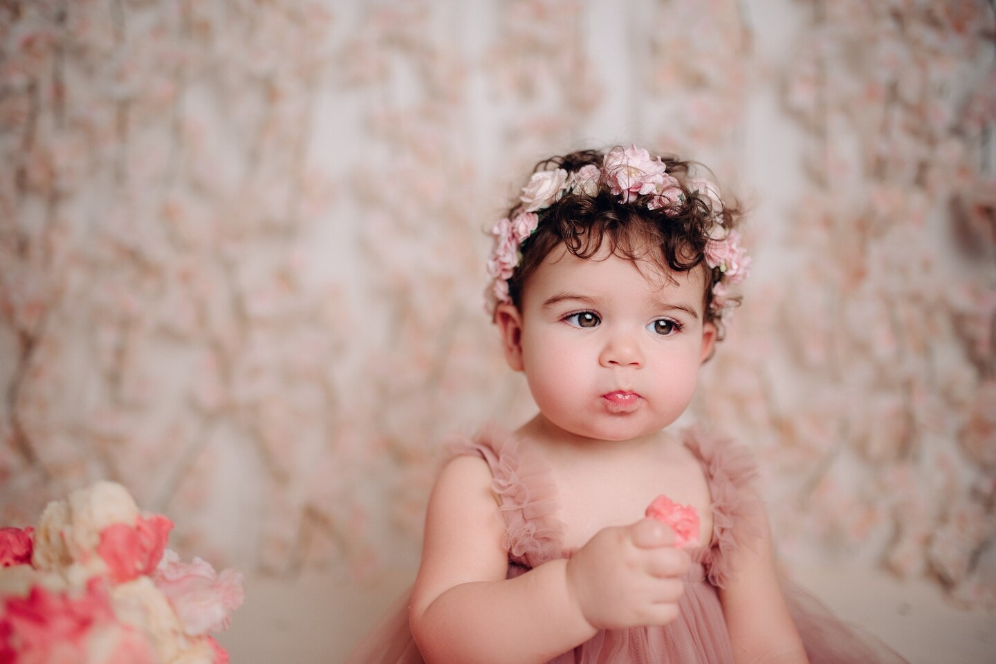 花冠　 pink baby wedding♪ 　大人♪ Flower Girl Crown Blush Wedding Floral Crown Pink Baby Halo