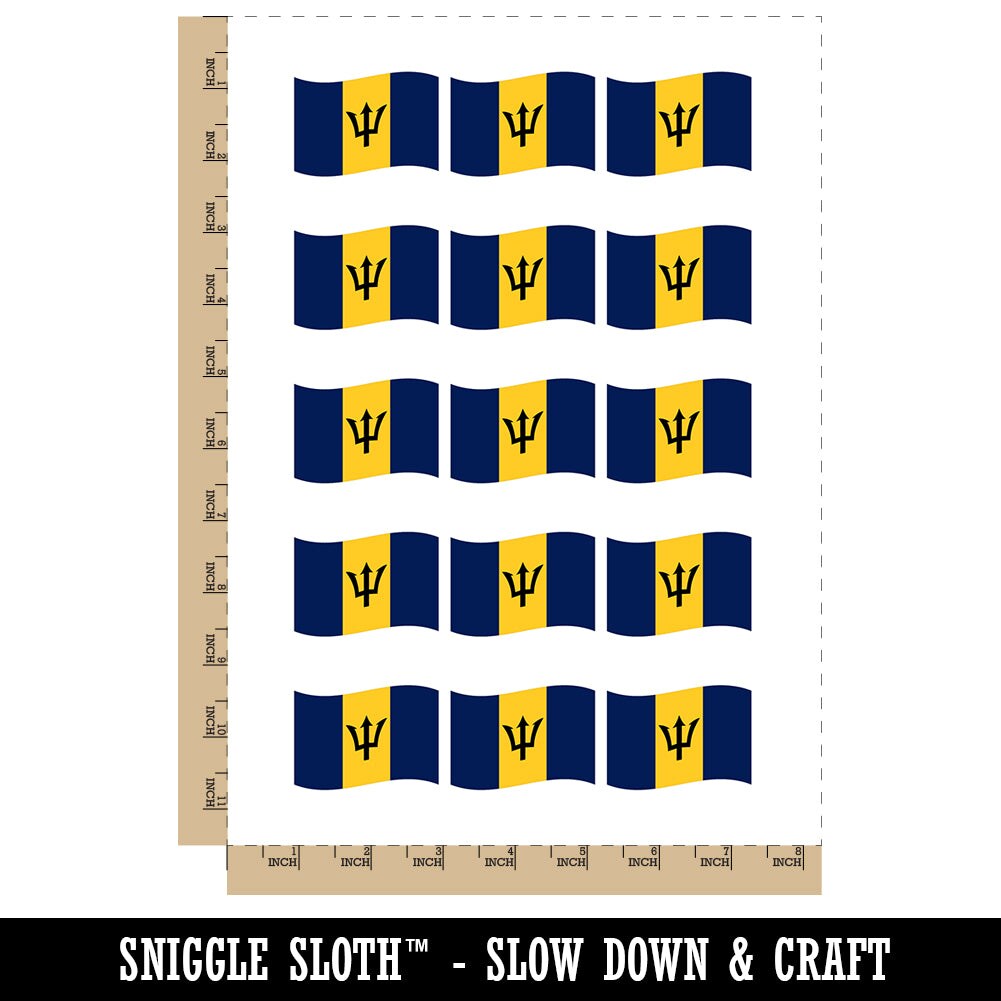 Barbados with Waving Flag Cute Temporary Tattoo Water Resistant Fake Body Art Set Collection (1 Sheet)