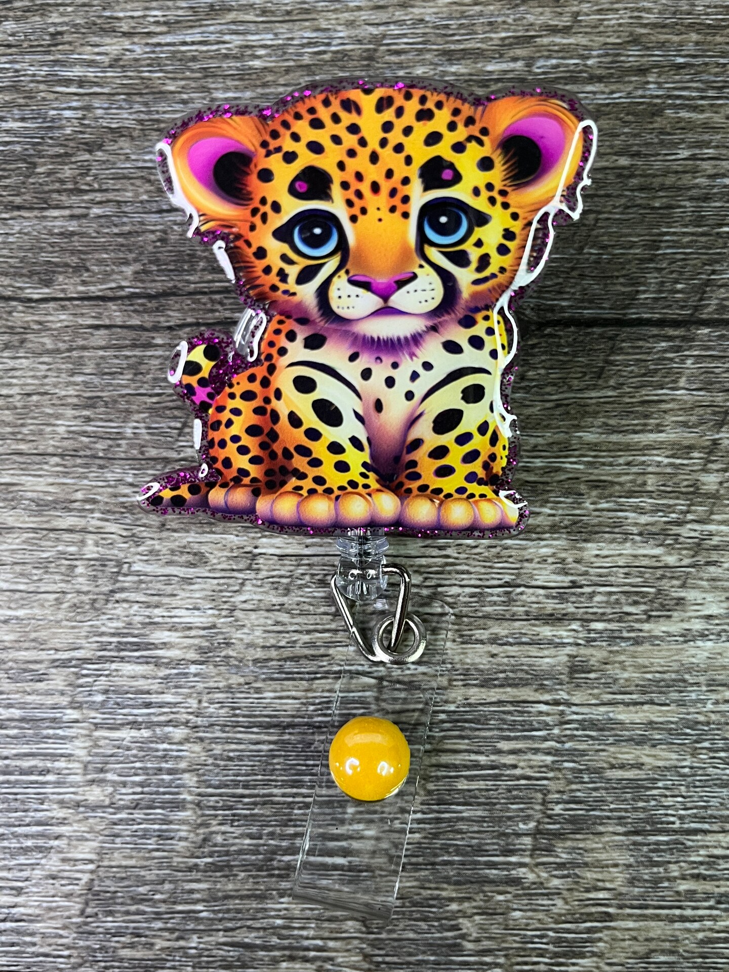Colorful Leopard Badge Reel, Retractable Badge Reel, Badge Reel, Work ID  Holder, Animal Badge Reel