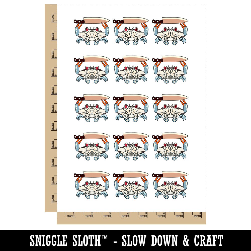 Angry Blue Crab with Knife Temporary Tattoo Water Resistant Fake Body Art Set Collection (1 Sheet)