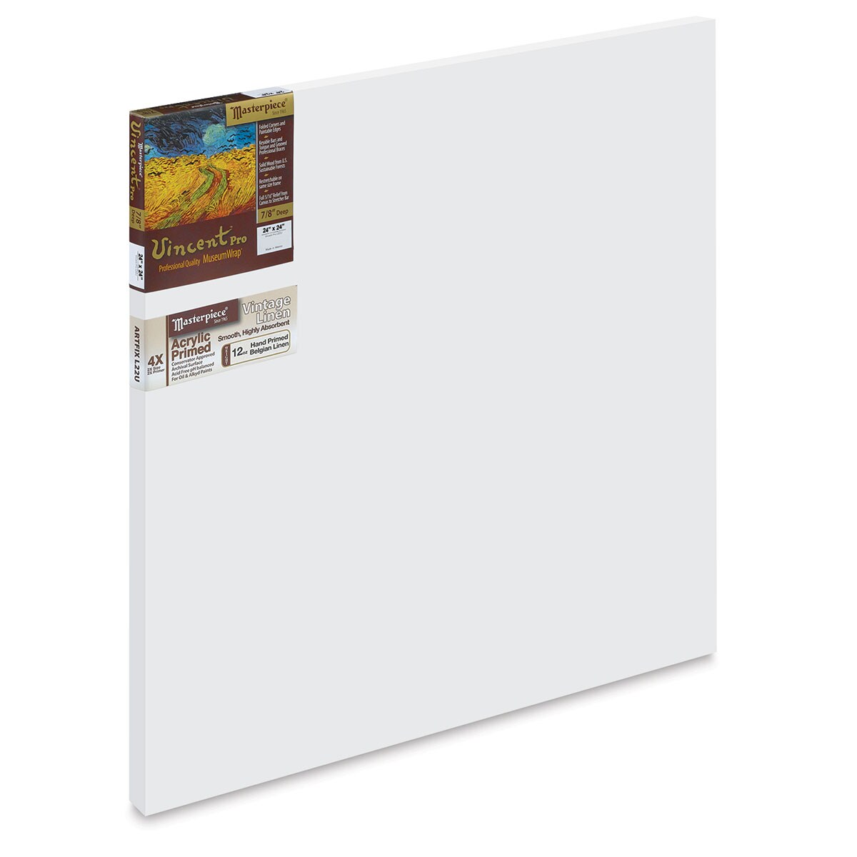Masterpiece Vincent Pro Artfix Linen Canvas - 24&#x22; x 24&#x22;, Acrylic Primed