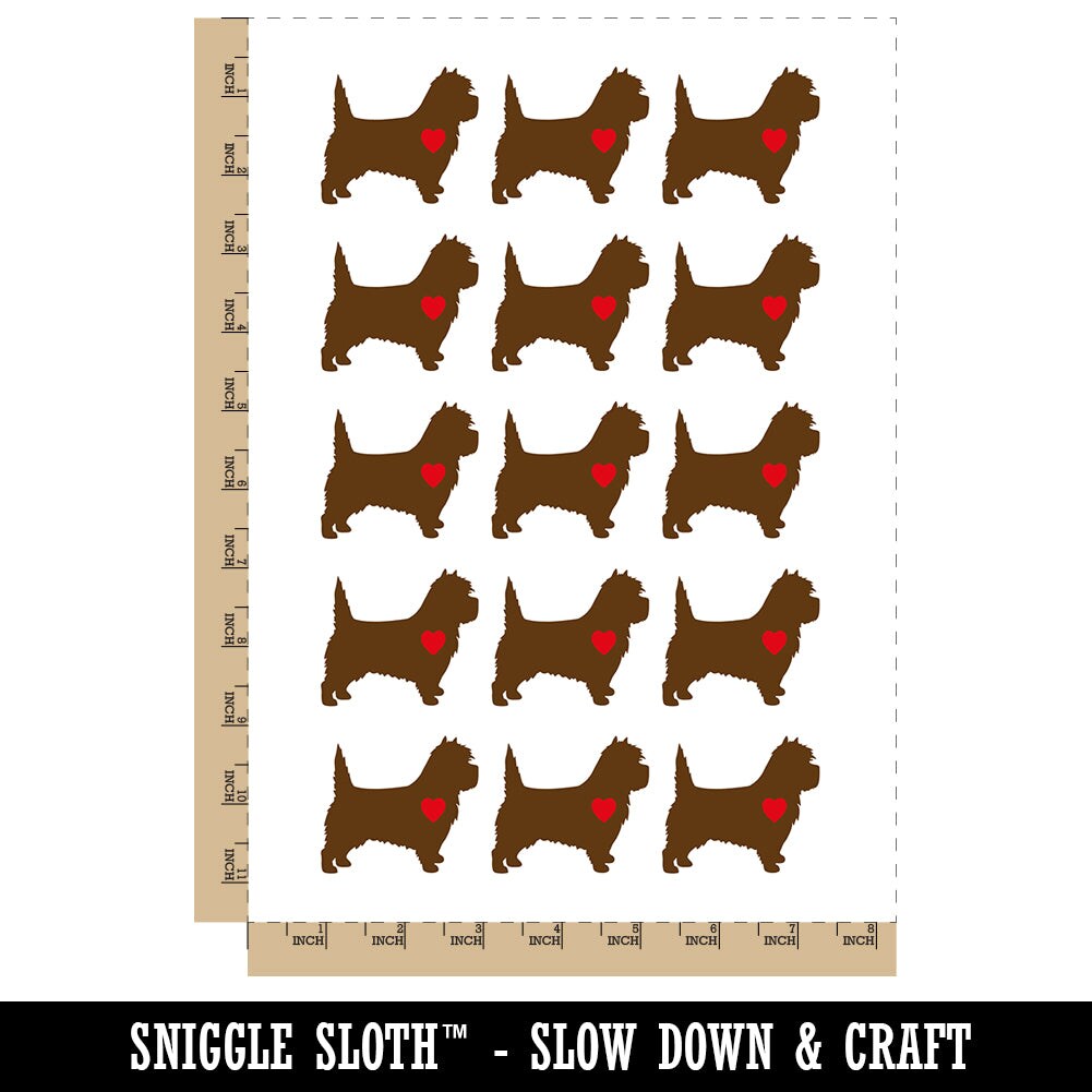 Cairn Terrier Dog with Heart Temporary Tattoo Water Resistant Fake Body Art Set Collection (1 Sheet)
