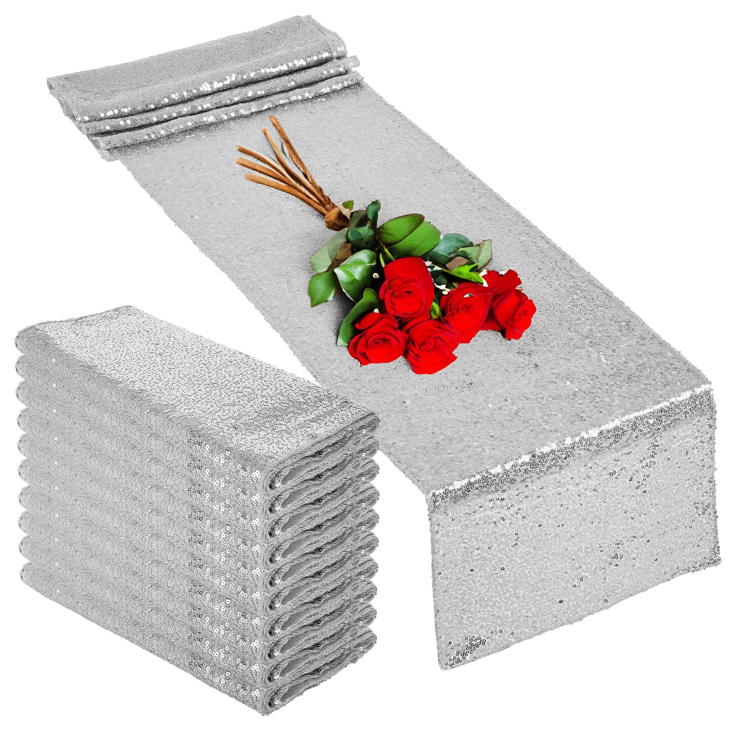 Spec101 Sequence Table Runner Bulk 10pk Set - 8ft Big Sequin Table Runner