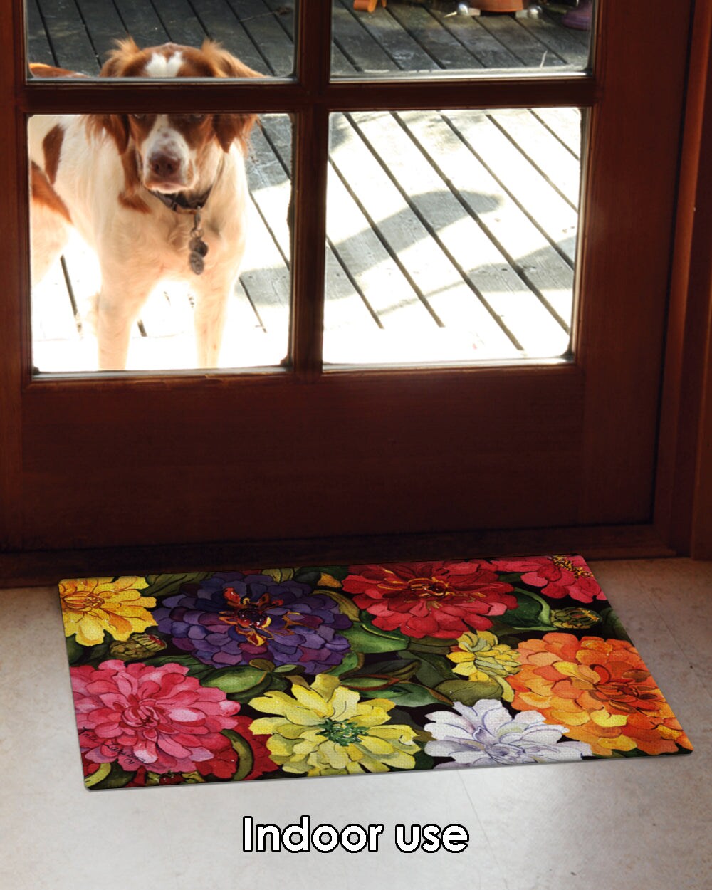 Zippy Zinnias Door Mat (18 x 30&#x22;)