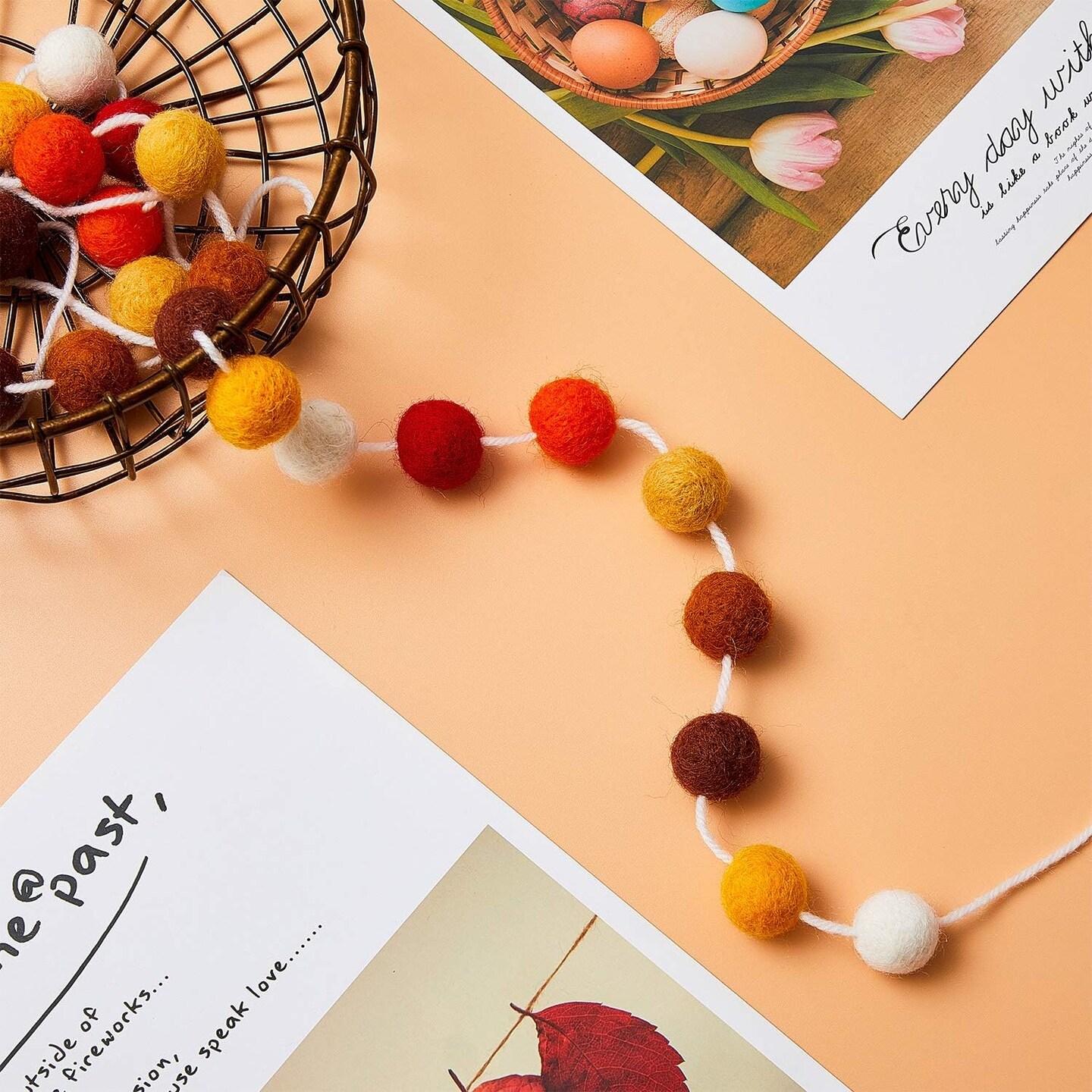 2 PCS Colorful Holiday Felt Ball Garland