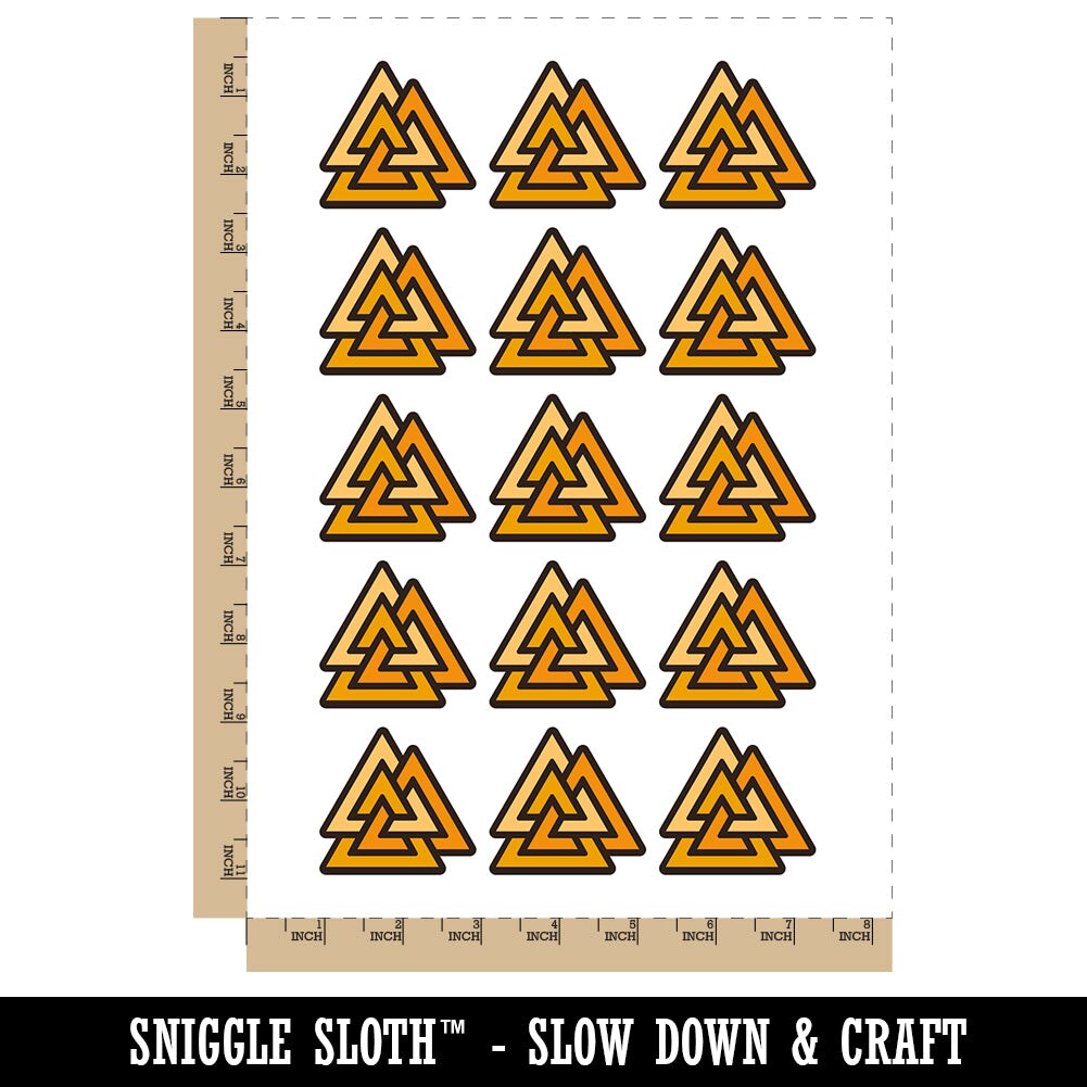 Valknut Symbol Viking Temporary Tattoo Water Resistant Fake Body Art Set Collection (1 Sheet)