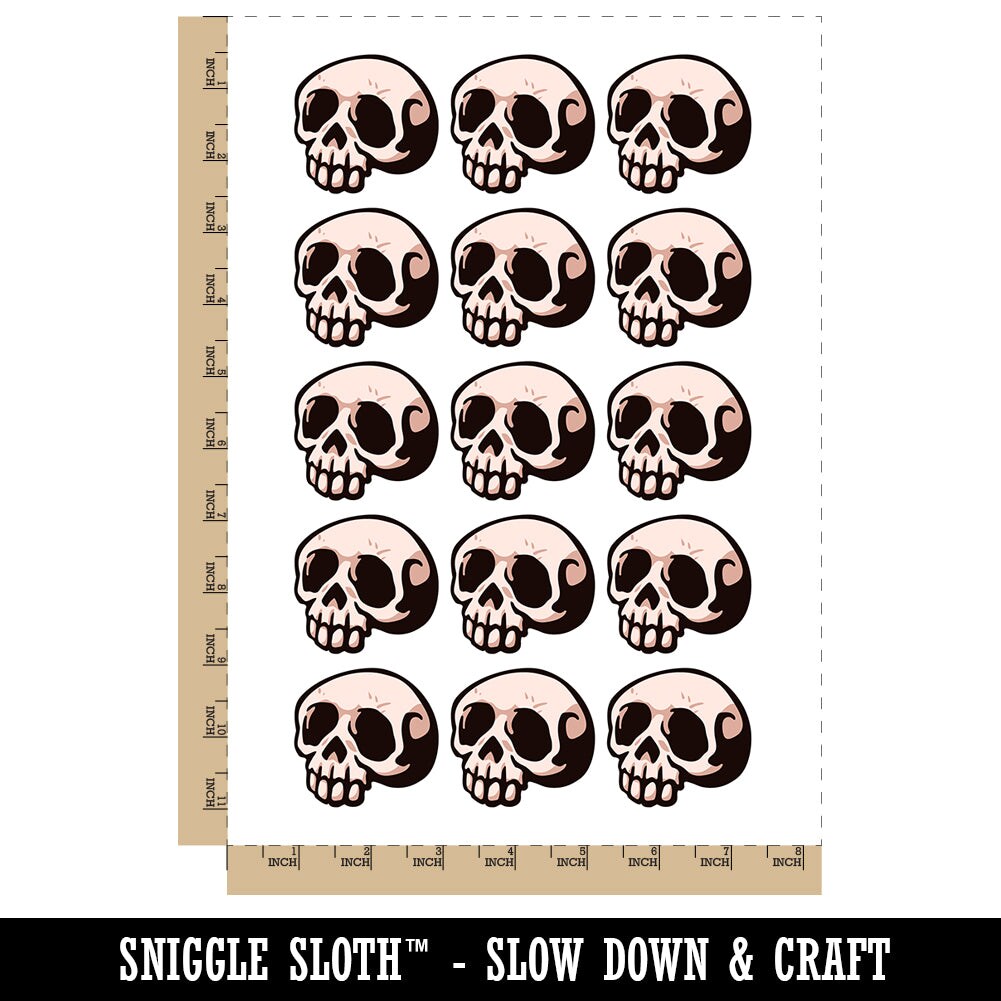 Creepy Skull Halloween Temporary Tattoo Water Resistant Fake Body Art Set Collection (1 Sheet)