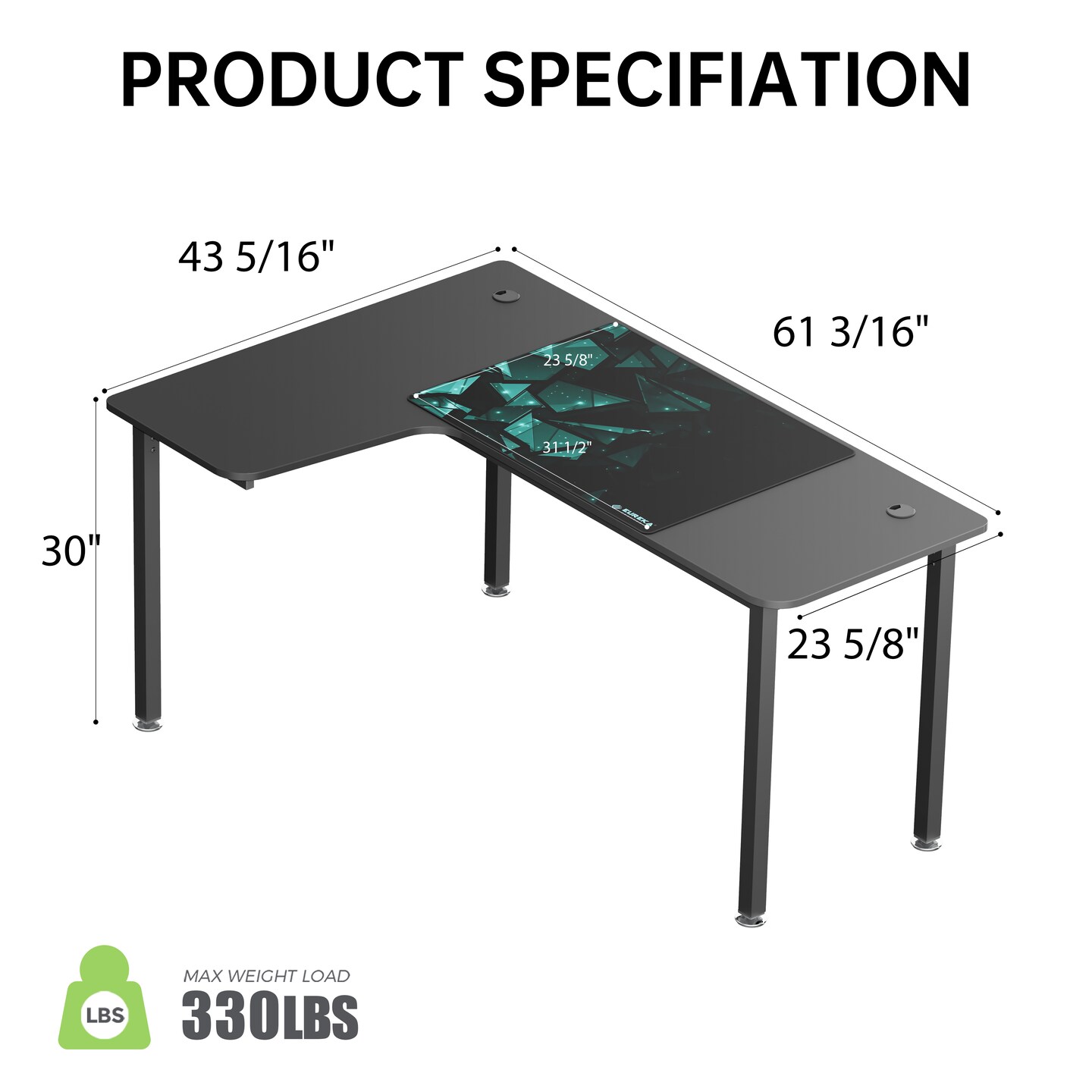Eureka Ergonomic 60x23 L Shaped Office Desk