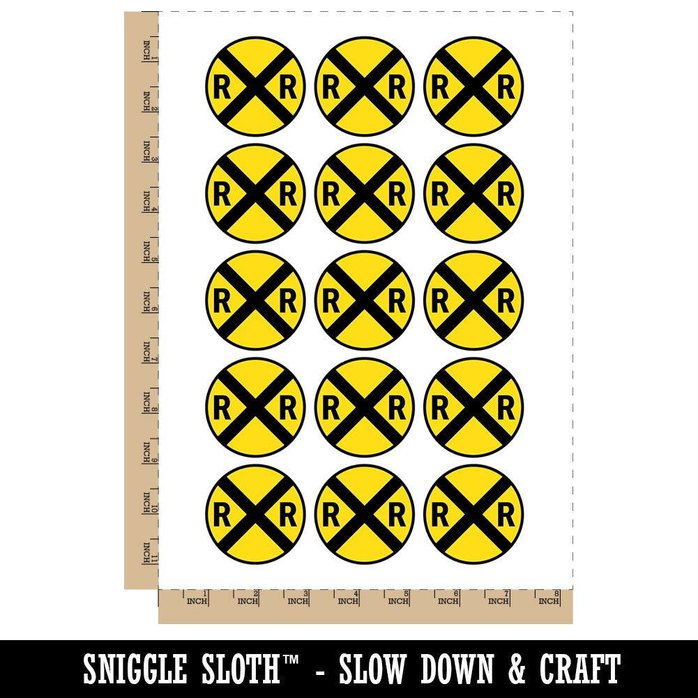 Railroad Crossing Train Temporary Tattoo Water Resistant Fake Body Art Set Collection (1 Sheet)