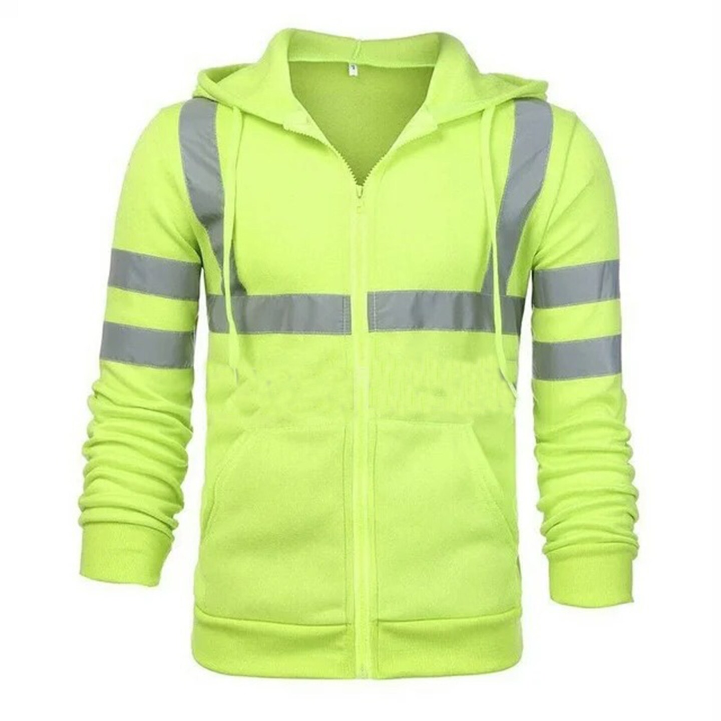 Men’s Full Zip Reflective Fleece Long Sleeve Hoodie for Workwear