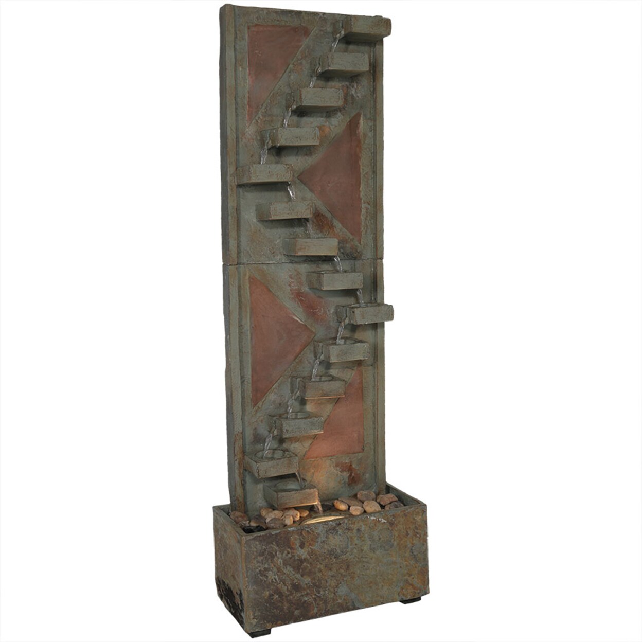 Sunnydaze Copper/Slate Staircase Water Fountain With Led Lights - 48 In