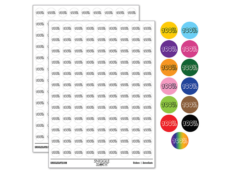 100 Percent Grade School 200+ 0.50&#x22; Round Stickers