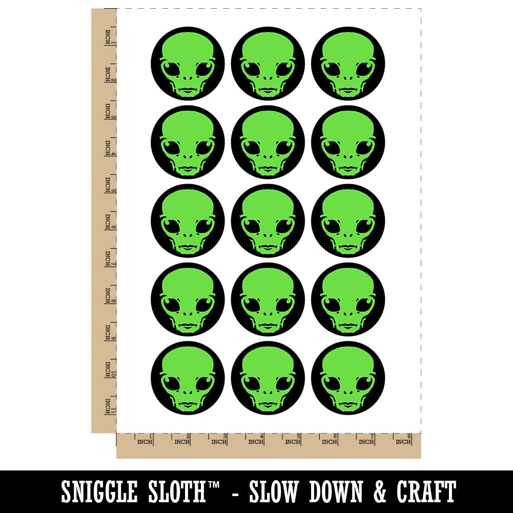 Alien Extraterrestrial UFO Head Temporary Tattoo Water Resistant Fake Body Art Set Collection (1 Sheet)