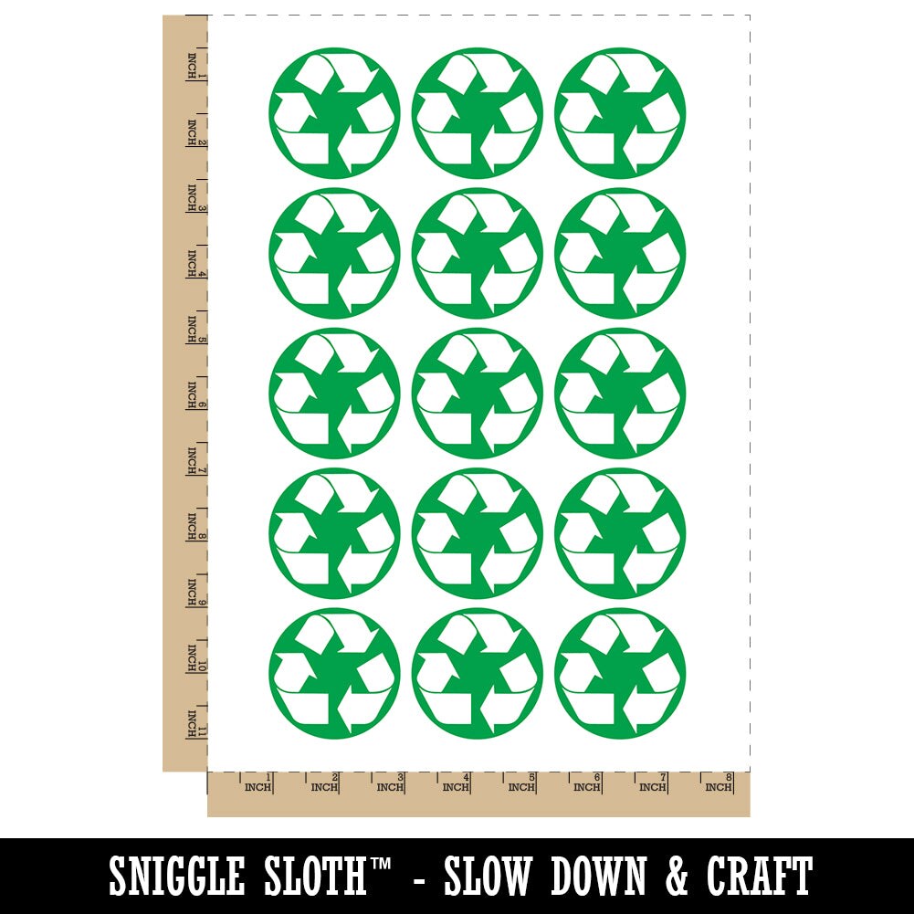 Recycle Symbol Solid Temporary Tattoo Water Resistant Fake Body Art Set Collection (1 Sheet)