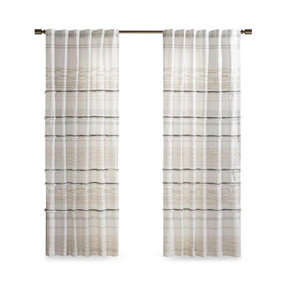 Gracie Mills   Hogan Boho Striped Cotton Curtain Panel with Tassel Trim and Lining - GRACE-13996