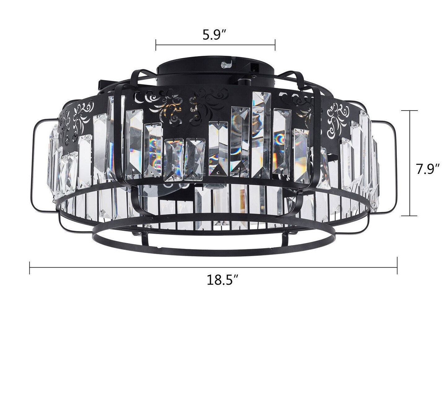 Kitcheniva Crystal Caged Ceiling Fan Chandelier With Remote