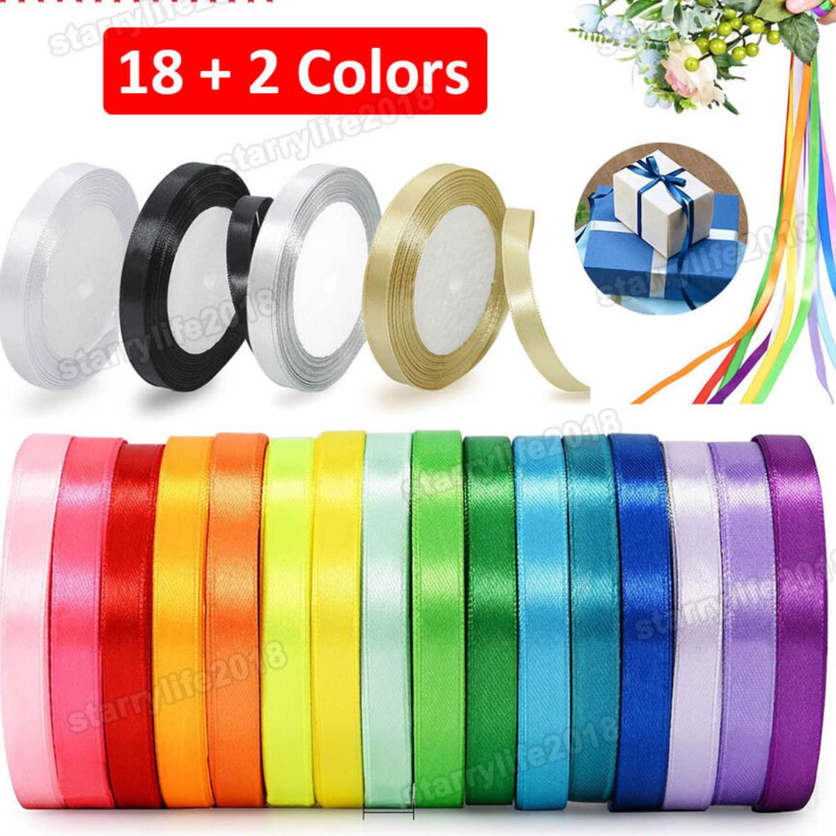 25 yards Decorative Satin Ribbon with 20 Rolls