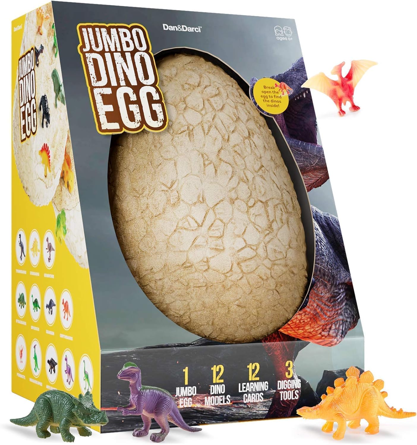 Jumbo Dino Egg Easter Activity - Unearth 12 Unique Large Surprise Dinosaurs in One Giant Filled Egg - Discover Dinosaur Archaeology Science STEM Crafts - Dinosaur Toys Easter Gifts for Boys &#x26; Girls