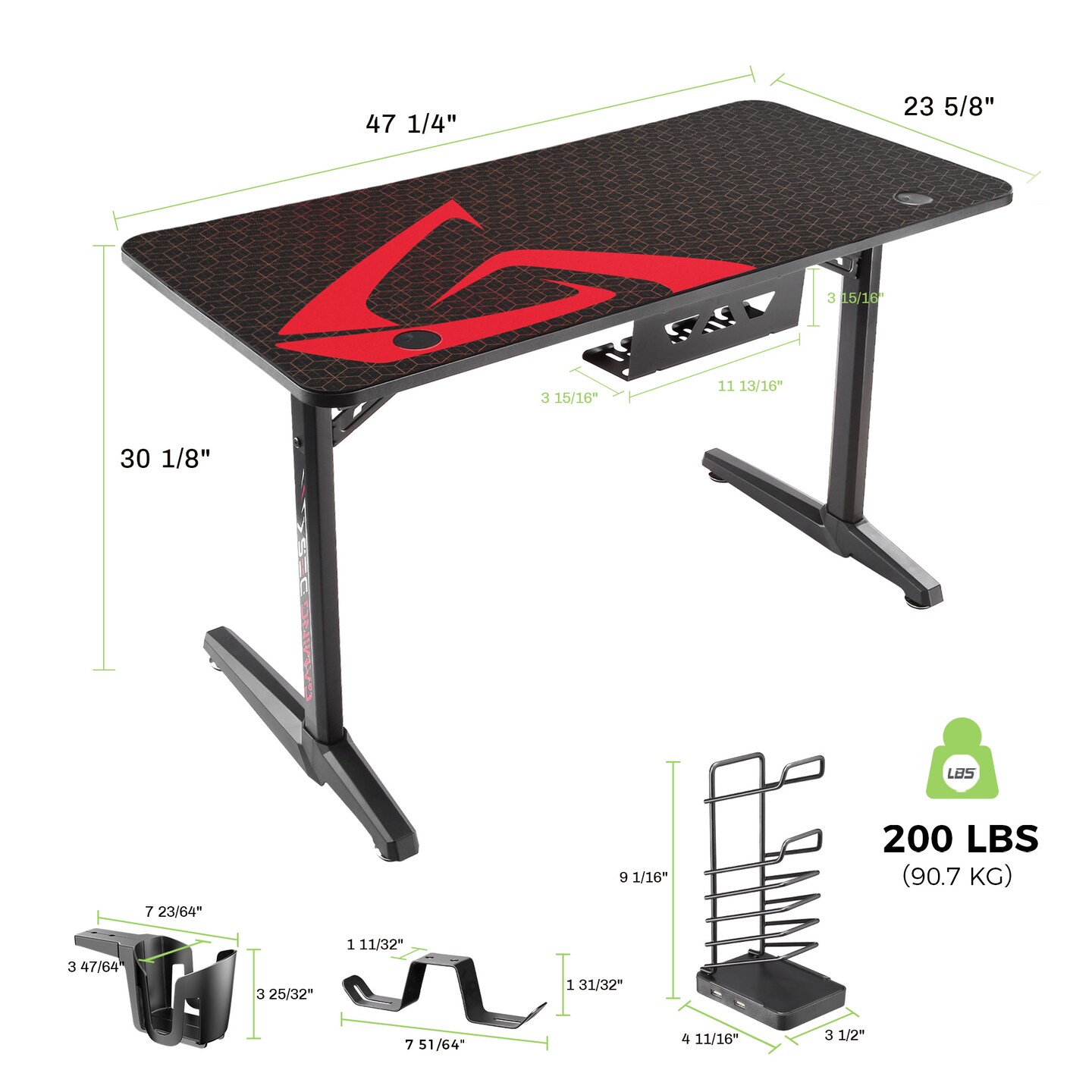 Eureka Ergonomic 47x23 Curved Shaped Gaming Desk