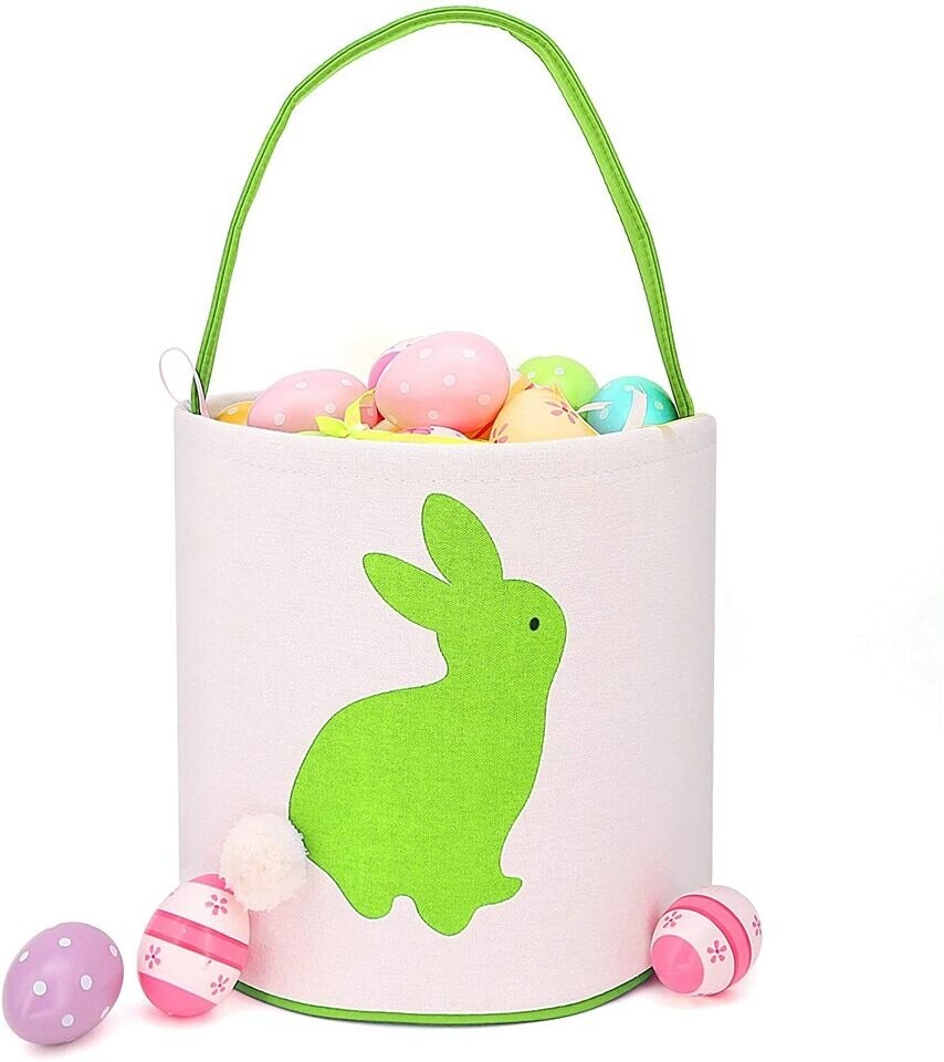 Easter Bunny Ear Bag &#x26; Basket, Dual Layer Canvas Bag for Easter Egg Hunt Basket