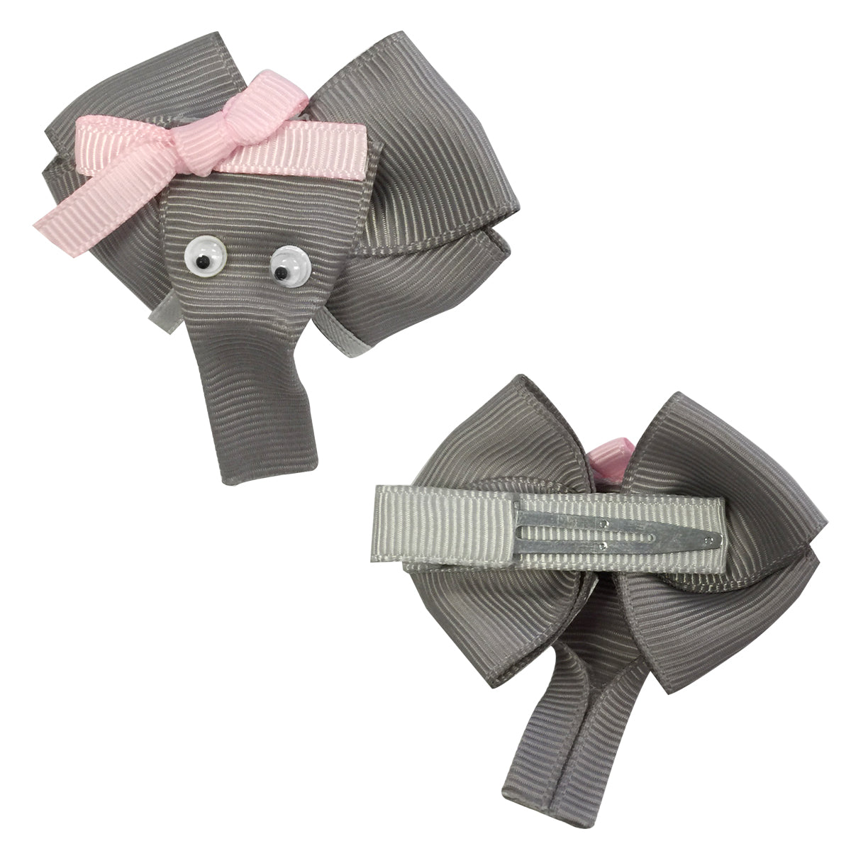 Wrapables Duck, Turkey, Elephant, Pig Ribbon Sculpture Hair Clips with Leopard Hair Clip / Hair Bow Holder, Purple