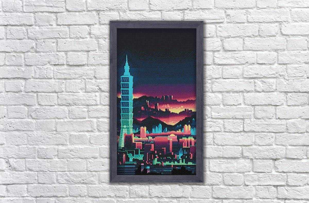 Night Skyscraper WD2336 14.9 x 27.6 inches Wizardi Diamond Painting Kit