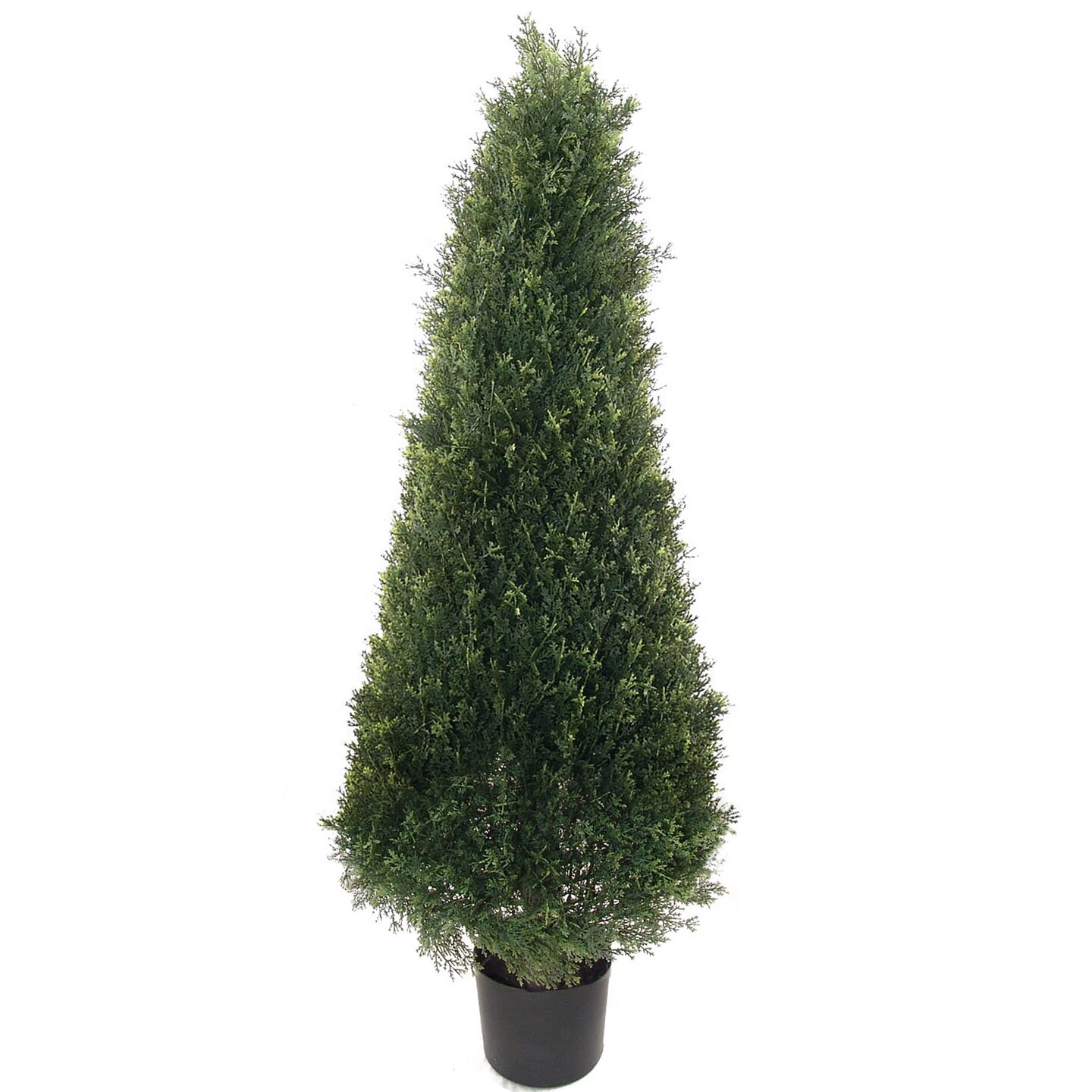 2Pack Cedar Topiary Cone Tree in Black Pot, 52Inch, UV Resistant