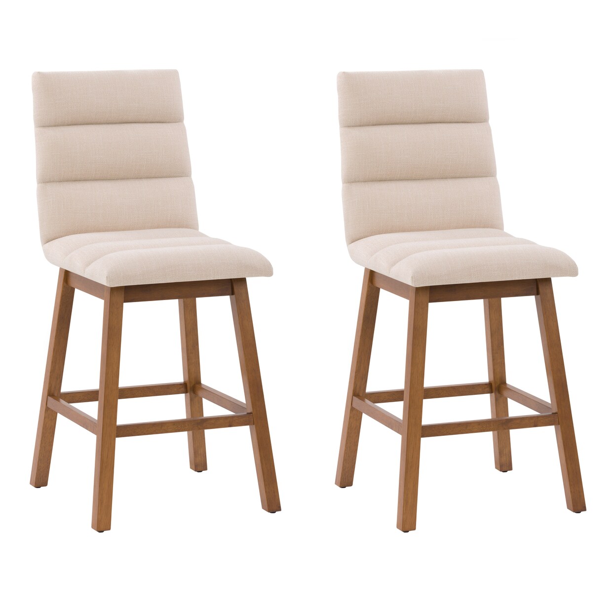 CorLiving   Boston Channel Tufted Fabric Barstool Beige Set of 2