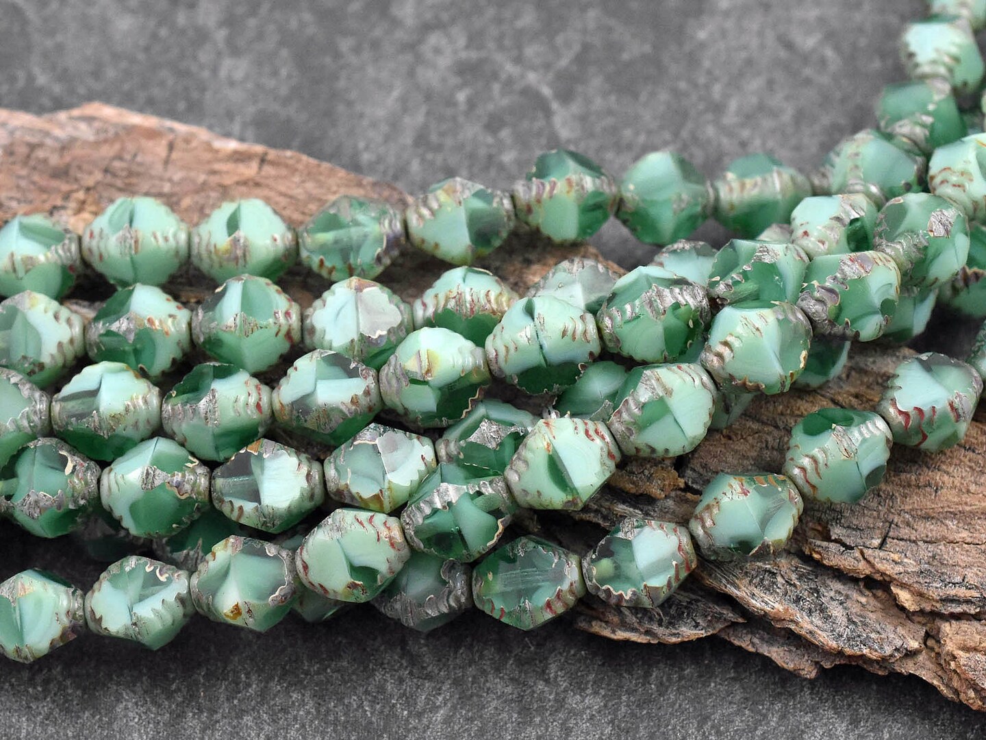 *6* 8x10mm Tropical Splendor Faceted Bicone Beads
