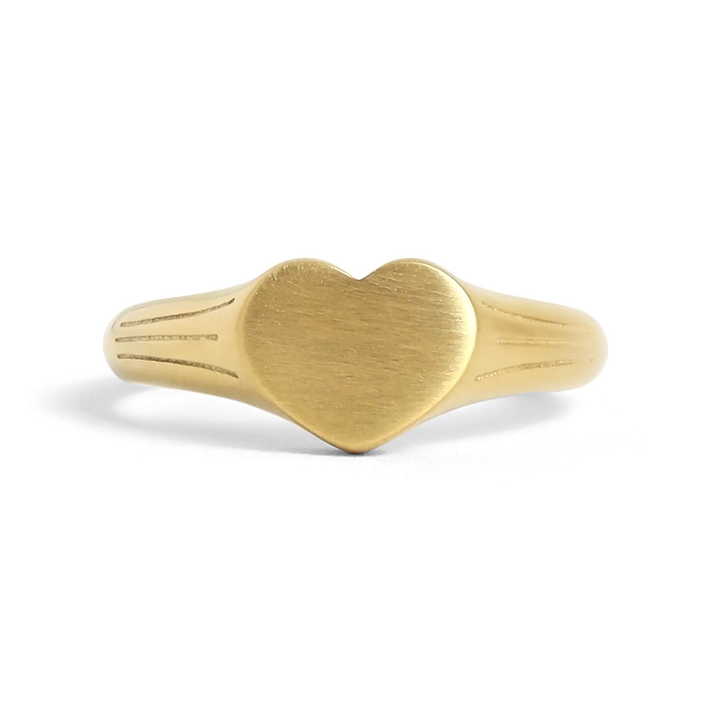 18k Gold PVD Coated Stainless Steel Blank Engravable Heart Signet Ring