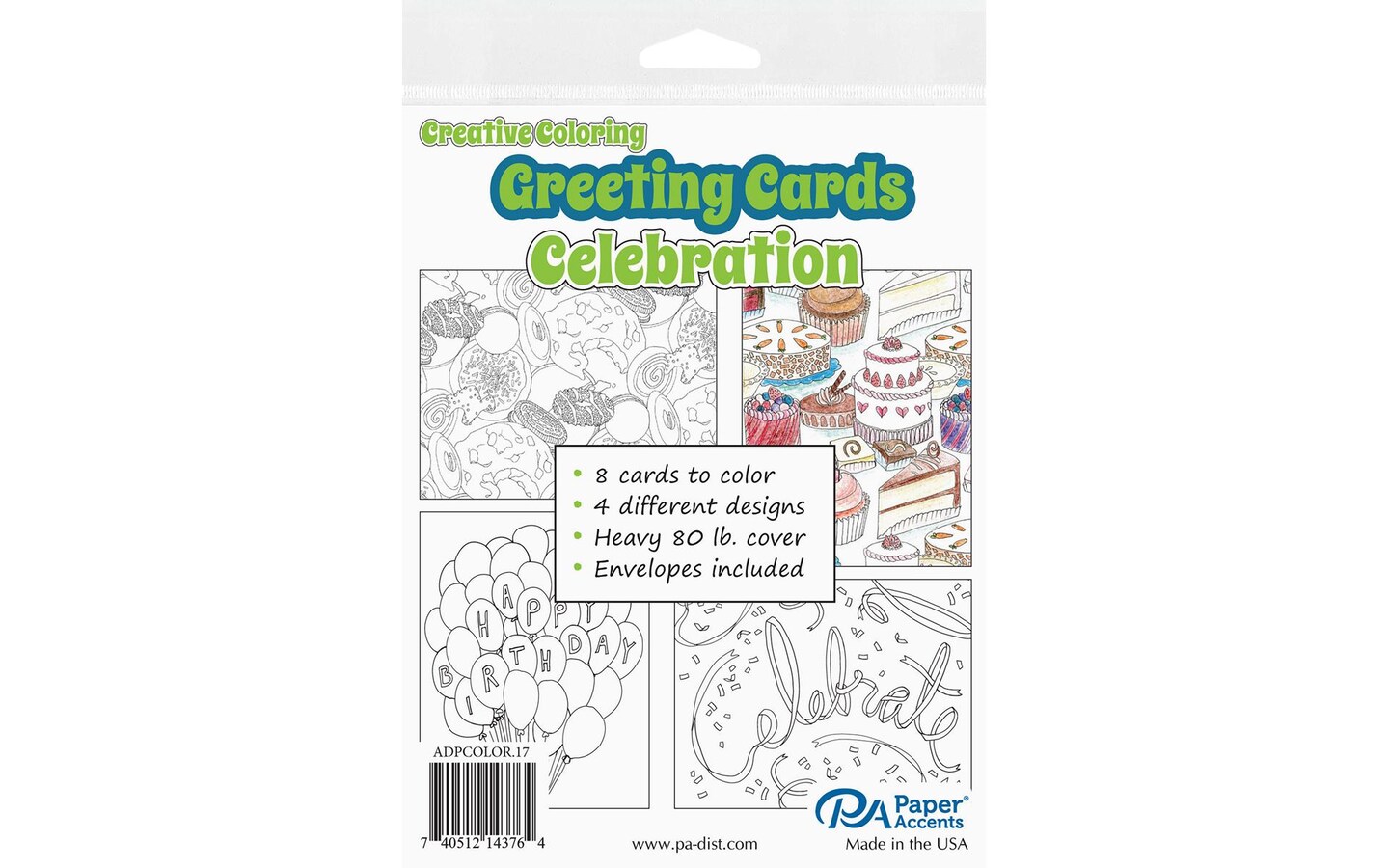 Creative Coloring Card&#x26;Env 4.25x5.5 8pc Celebraton