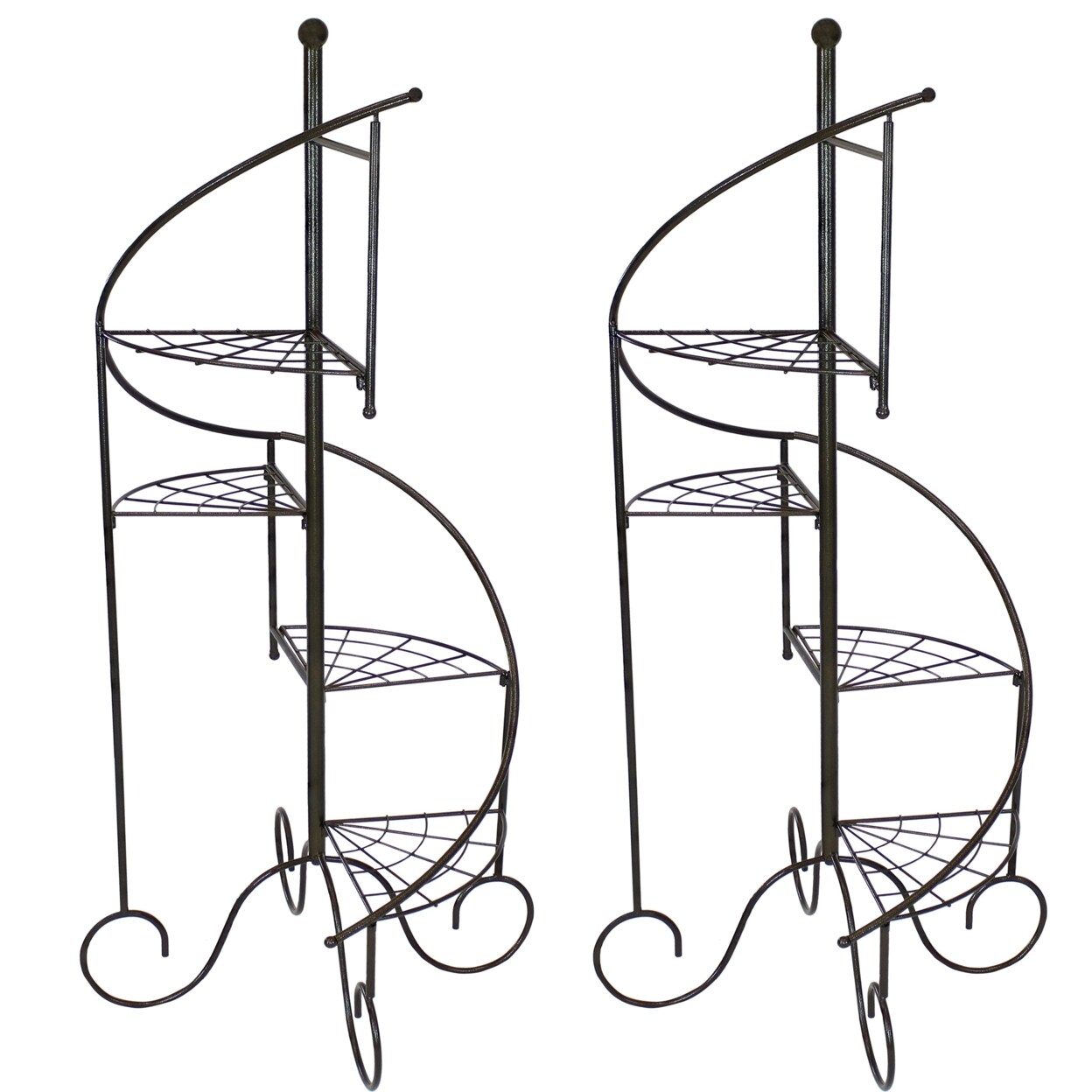 Sunnydaze Black Iron 4-Tier Spiral Staircase Plant Stand - 56 In - Set Of 2