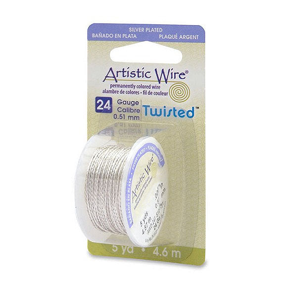 Artistic Jewelry Wire Twisted Non-Tarnish Silver 24 Gauge (5-Yards)