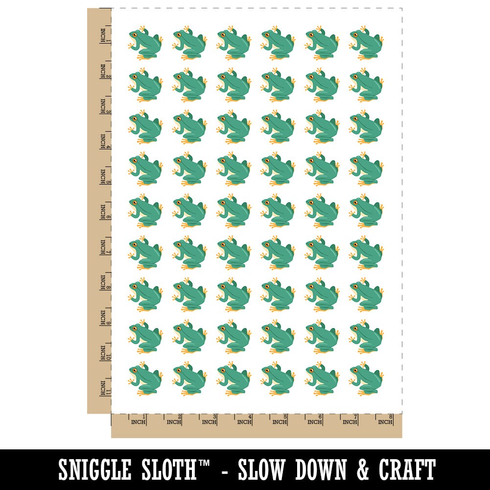 Rainforest Tree Frog Solid Temporary Tattoo Water Resistant Fake Body Art Set Collection (1 Sheet)