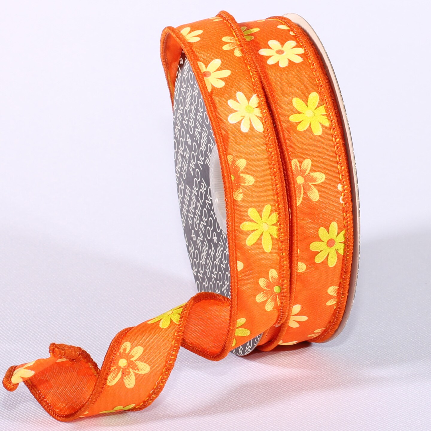 The Ribbon People Orange and Yellow Floral Wired Craft Ribbon 0.75&#x22; x 40 Yards