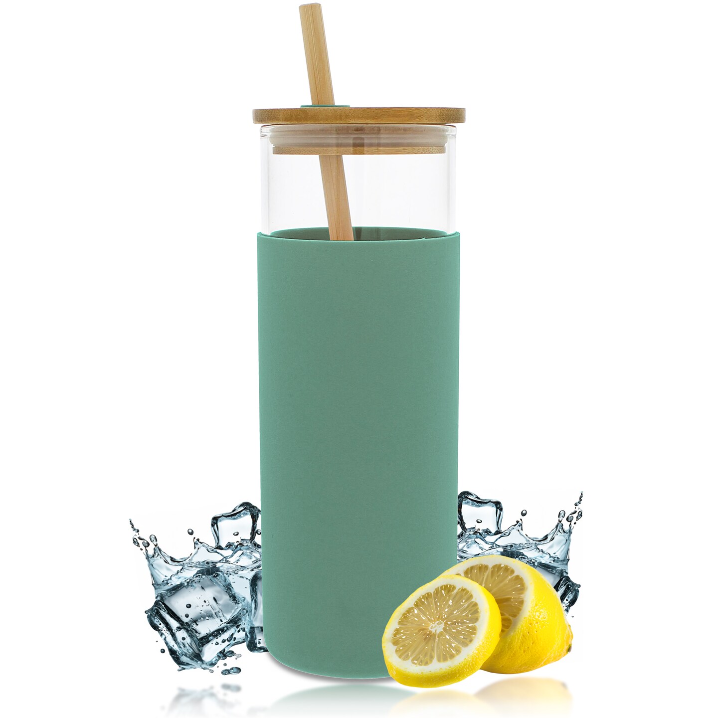 Potted Pans 20oz Clear Glass Water Bottle - Drink Glass Bottle Straw and Lid