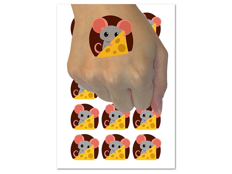 Adorable Mouse with Cheese Temporary Tattoo Water Resistant Fake Body