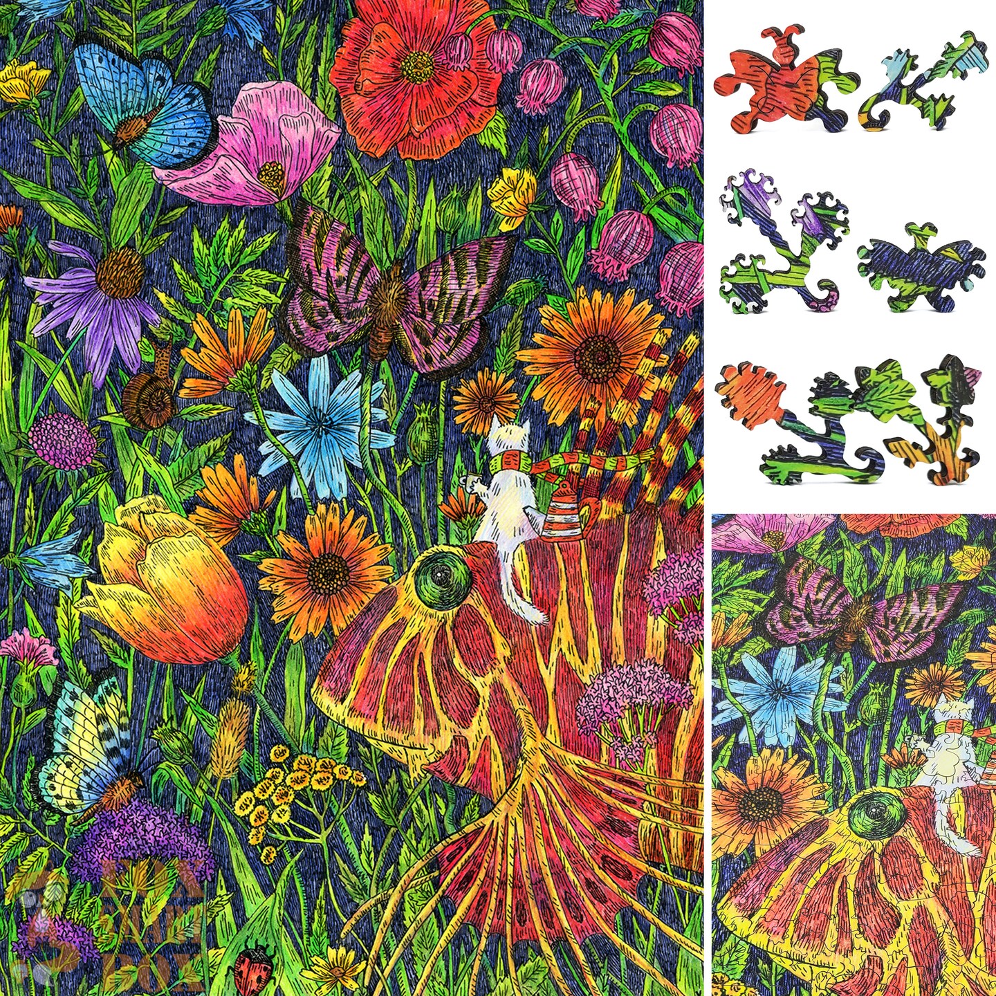 Wooden Jigsaw Puzzles for Adults - Uniquely Shaped Pieces - made