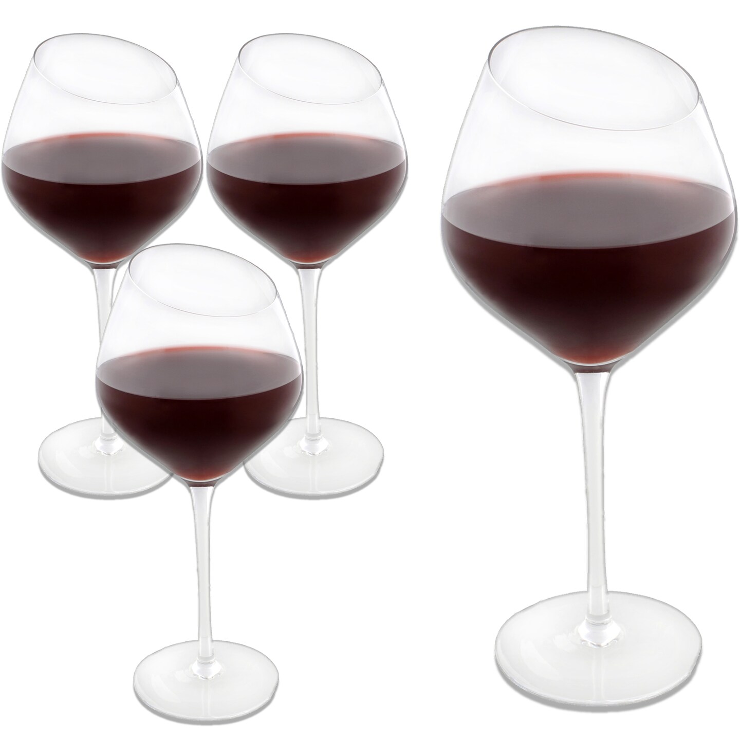 G Francis Large 'Red Wine' Glasses Set of 4 - Slant Rim Wine Glass with ...