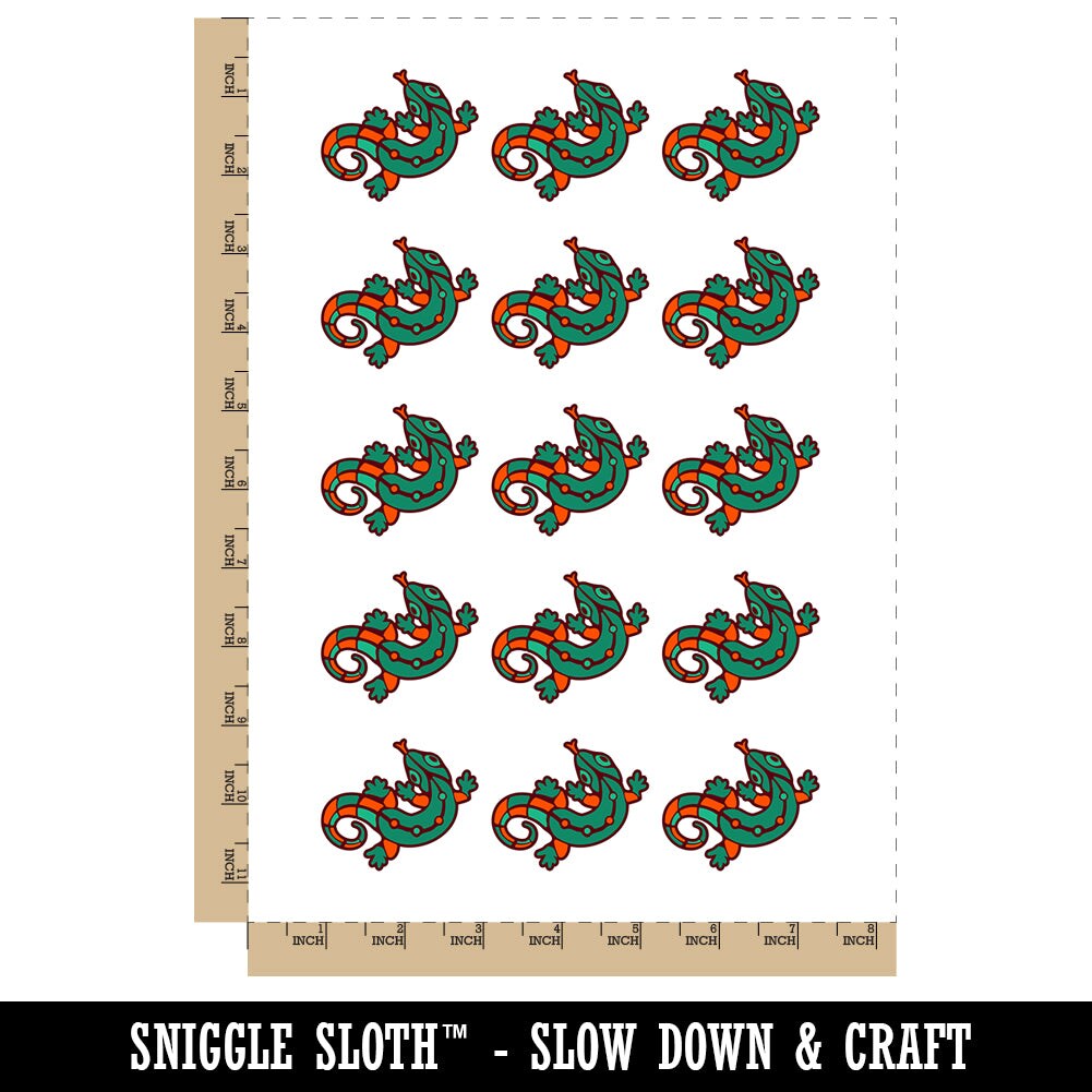 Southwestern Style Tribal Gecko Lizard Temporary Tattoo Water Resistant Fake Body Art Set Collection (1 Sheet)