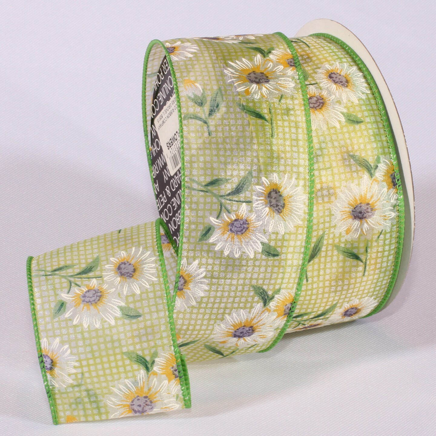 The Ribbon People Sheer Green Fresh Summer Flowers Wired Craft Ribbon 2&#x22; x 40 Yards