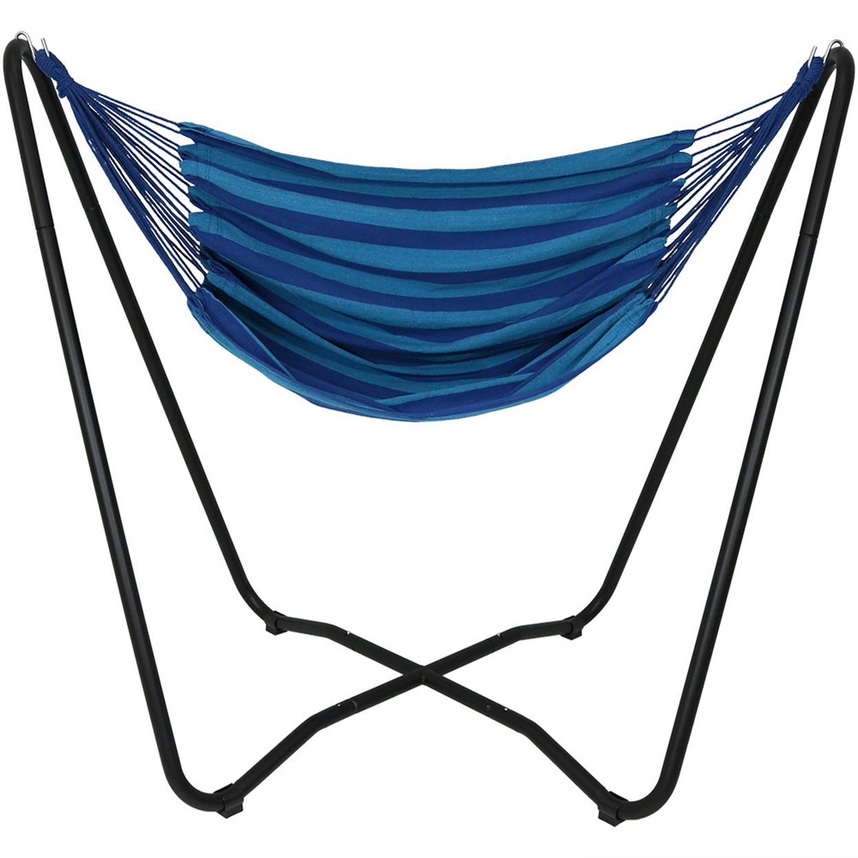 Sunnydaze Cotton Hammock Chair With Space Saving Steel Stand - Beach Oasis