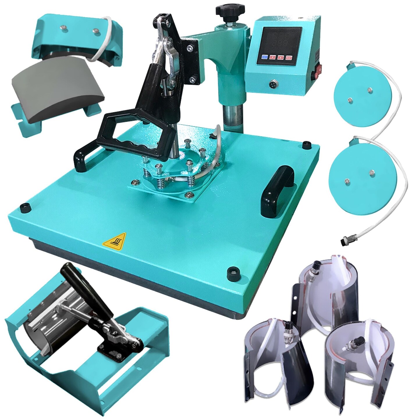 Silhouette Matte Black Cameo 5 w/ 8-in-1 Turquoise Heat Press &#x26; Siser HTV